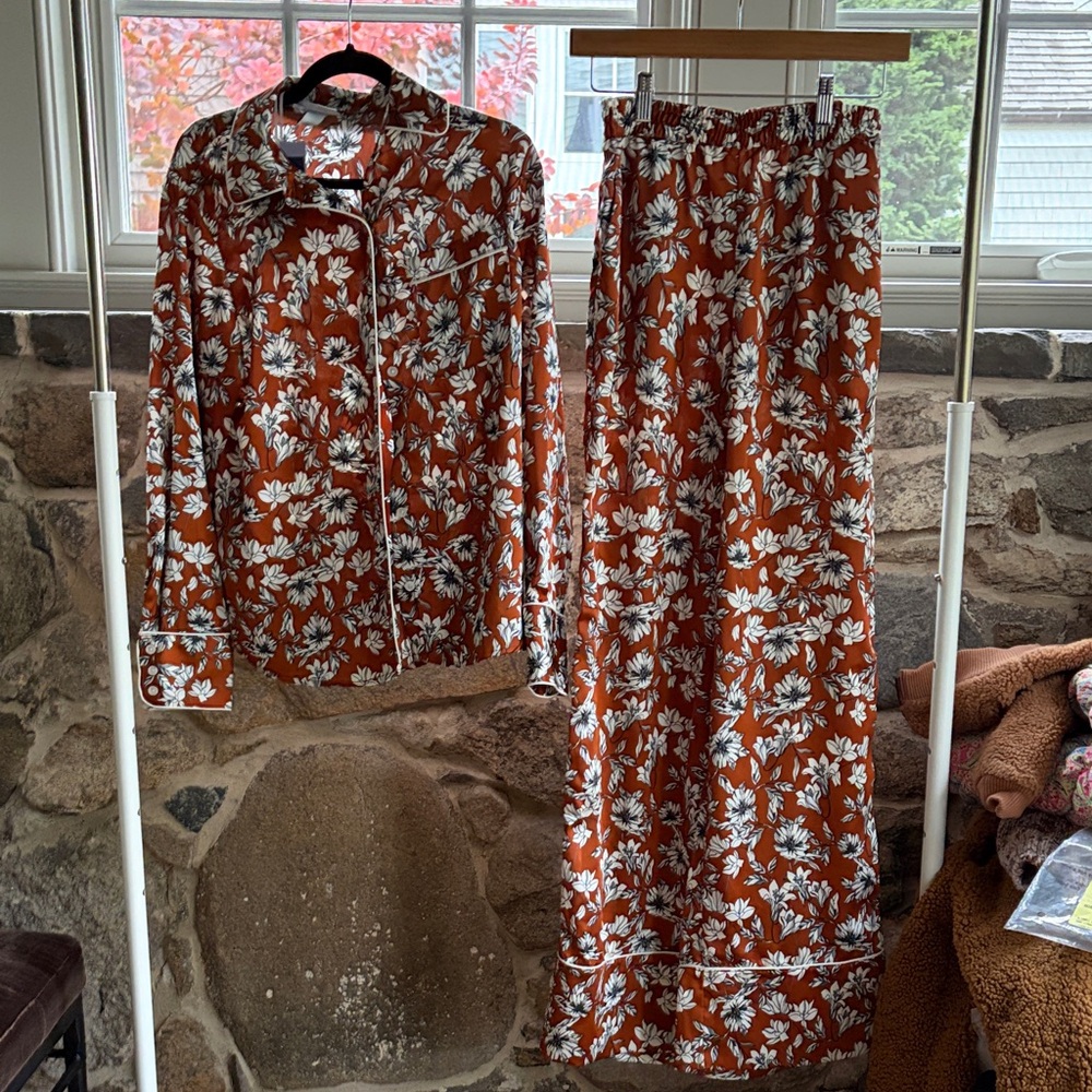 La Ligne Pajama Set - Brown and White Floral